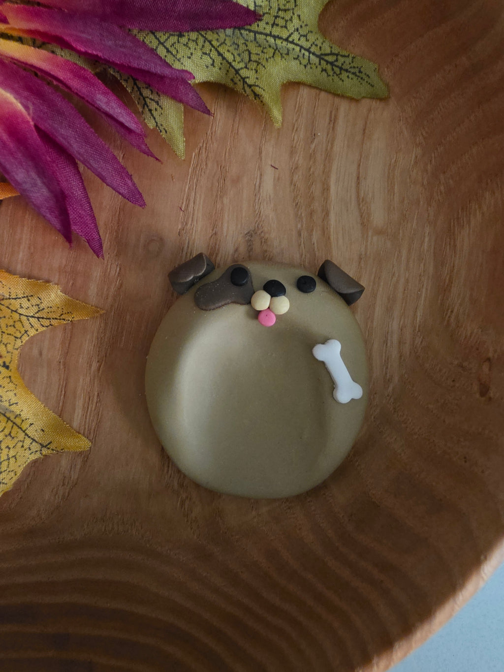Perry the Pup - Brown Country Craft Barn Polymer Clay Worry Stone (WS-006)