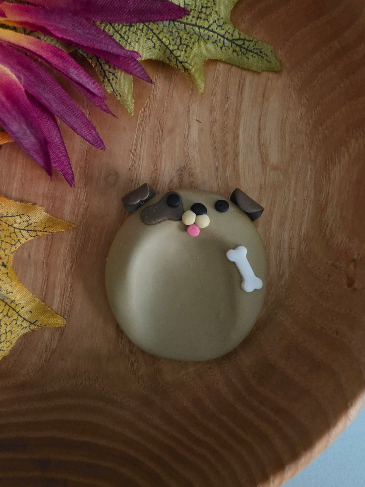 Perry the Pup - Brown Country Craft Barn Polymer Clay Worry Stone (WS-006)