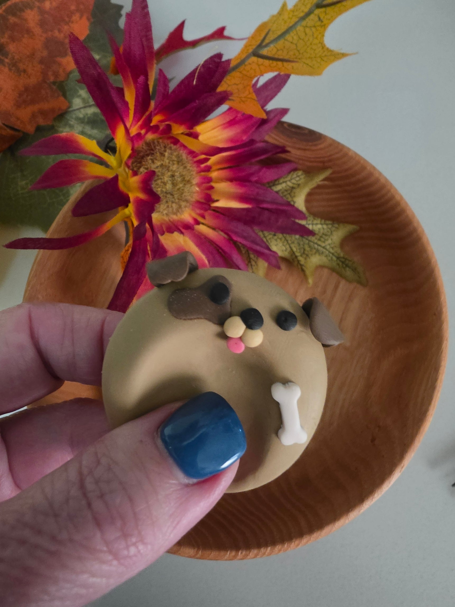 Perry the Pup - Brown Country Craft Barn Polymer Clay Worry Stone (WS-006)