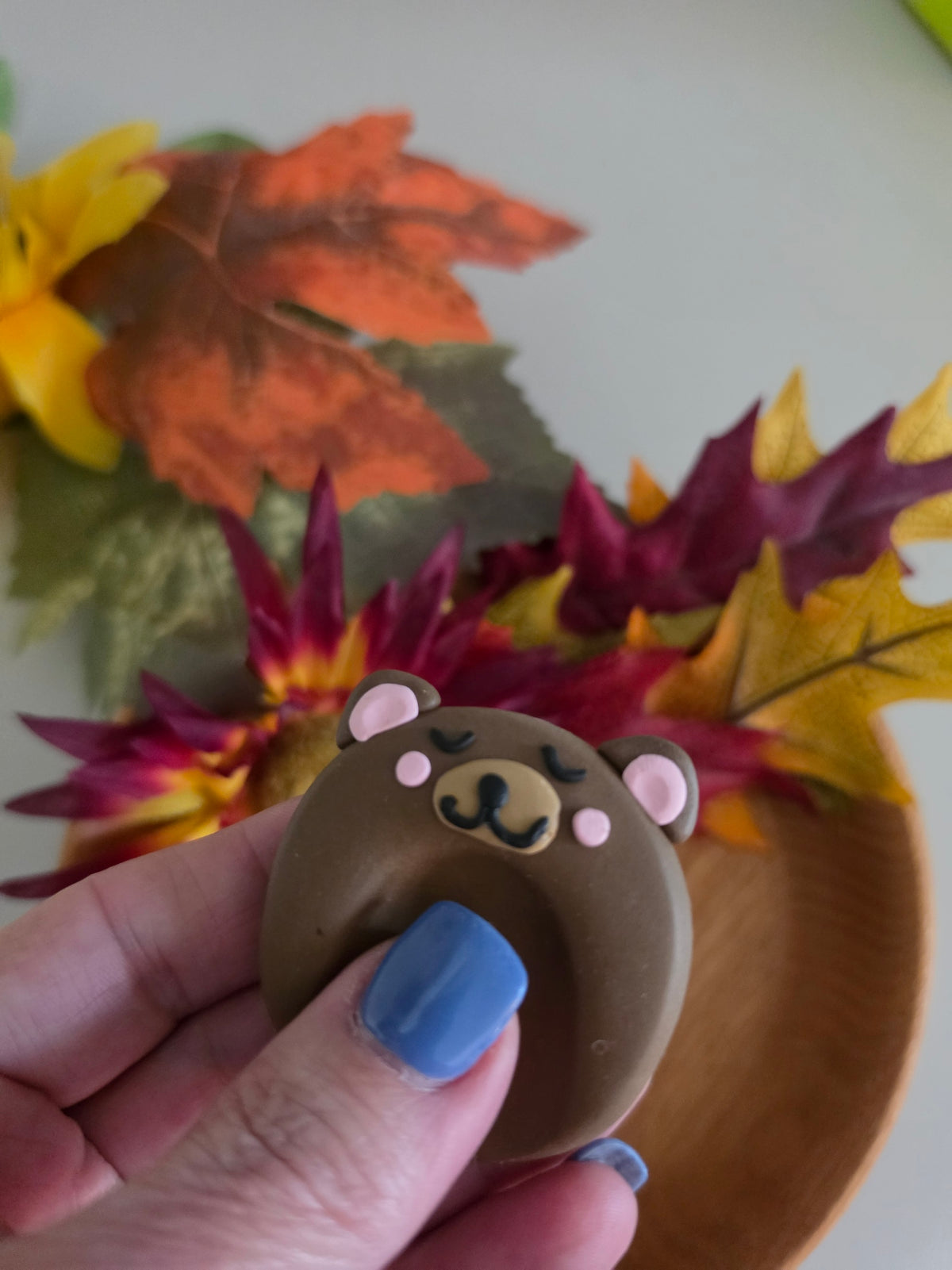 🐻 Milo the Moon Bear – Country Craft Barn Polymer Clay Worry Stone (WS-007)