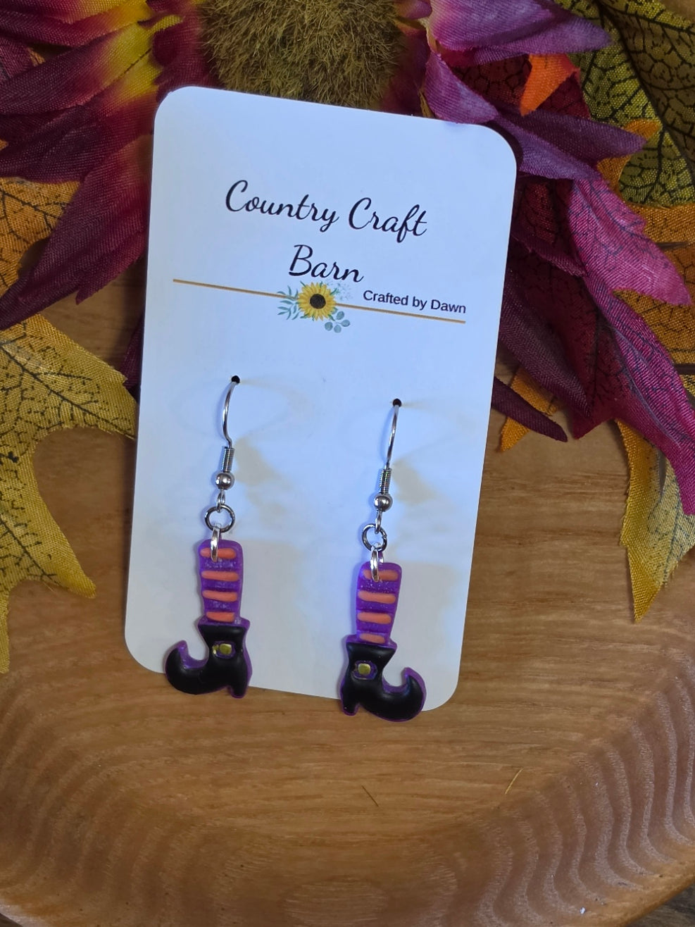 🧙‍♀️ Wicked Stripes - Purple Country Craft Barn Earrings (E-497)