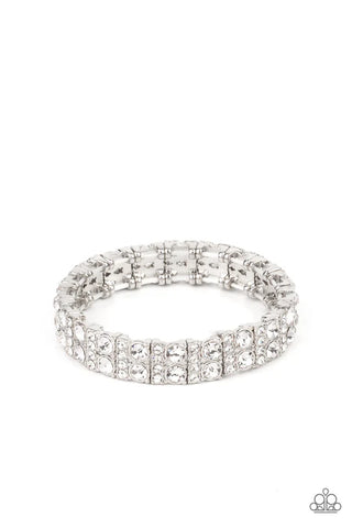 Mic Dropping Drama - White Paparazzi Bracelet (PZ-5214)