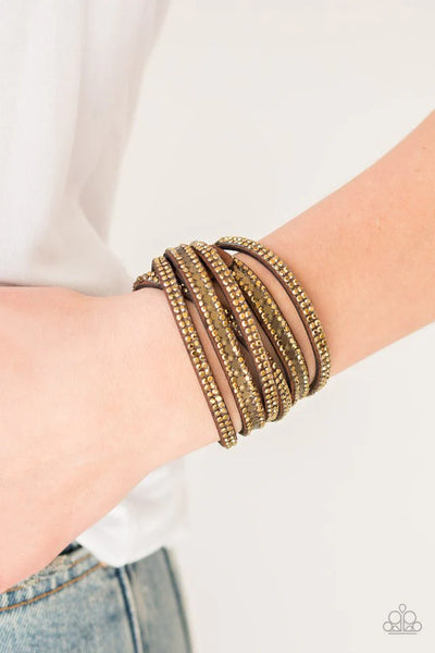Rock Star Attitude -  Brass Wrap Bracelet Paparazzi