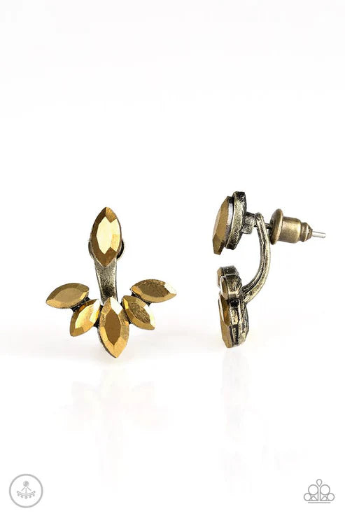 Radical Refinement - Brass Paparazzi Post Earrings (PZ-987)