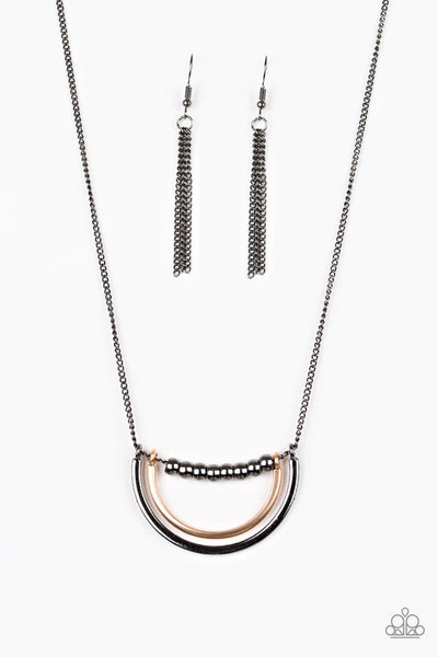 Artificial Arches - Black Paparazzi Necklace (PZ-3768)