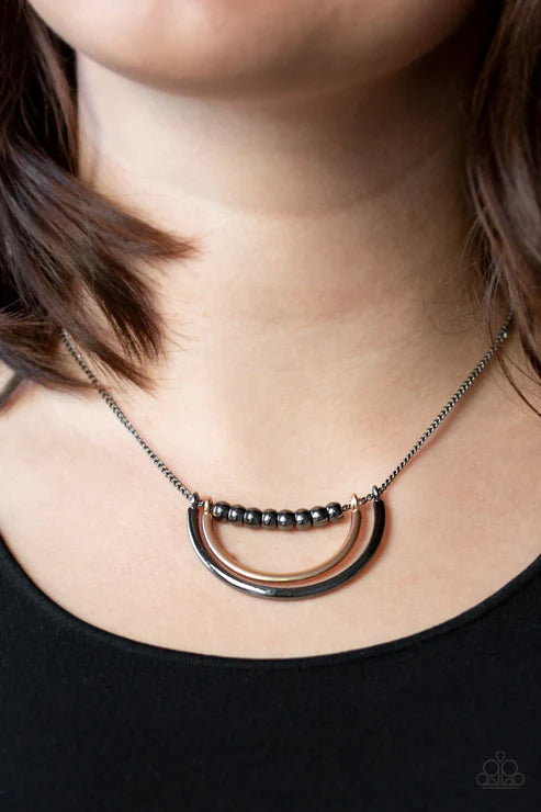 Artificial Arches - Black Paparazzi Necklace (PZ-5462)