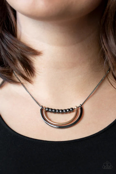 Artificial Arches - Black Paparazzi Necklace (PZ-3768)