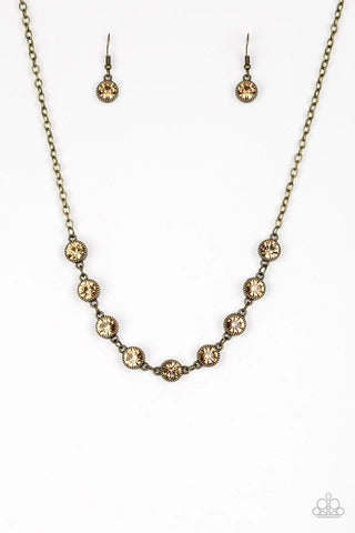 Starlit Socials - Brass Necklace - Paparazzi Accessories (PZ-5317)