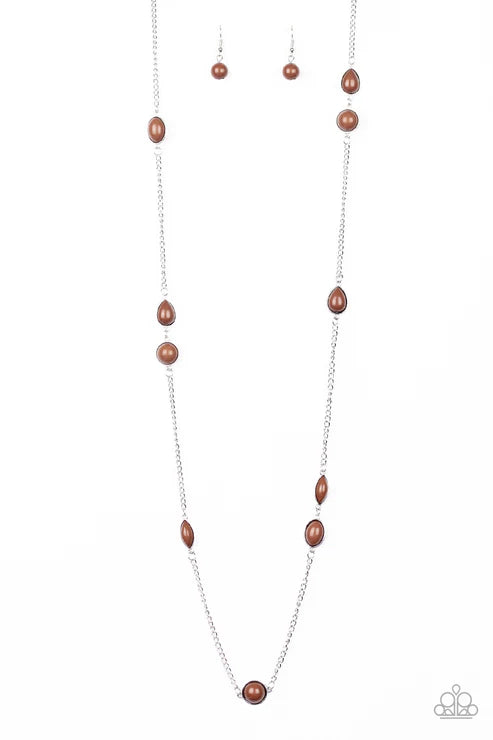 Pacific Piers - Brown Paparazzi Necklace (PZ-4833)