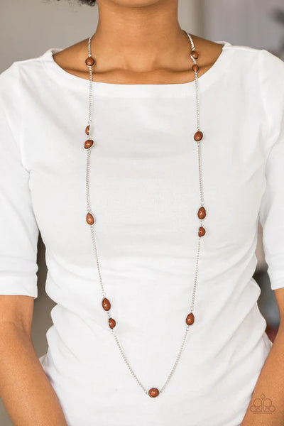 Pacific Piers - Brown Paparazzi Necklace (PZ-4833)