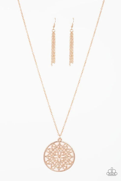 Mandala Melody - Rose Gold - January FF Exclusive Paparazzi Necklace (PZ-3994)