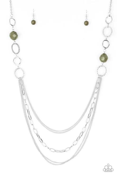 Margarita Masquerades - Green Paparazzi Necklace (PZ-5604)