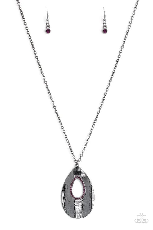 Stop, TEARDROP, and Roll - Purple Paparazzi Necklace (PZ-5665)