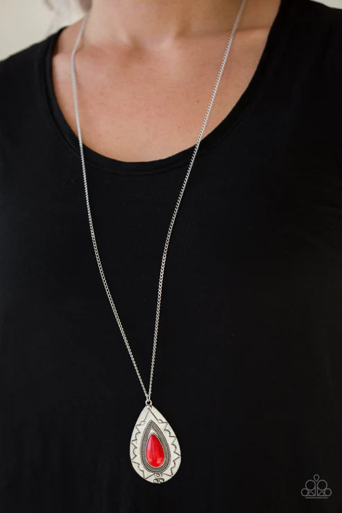 Sedona Solstice - Red Paparazzi Necklace (PZ-5092)
