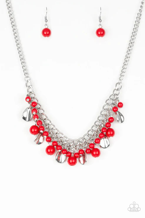 Summer Showdown - Red Paparazzi Necklace (PZ-4968)