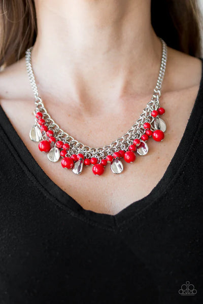 Summer Showdown - Red Paparazzi Necklace (PZ-4968)