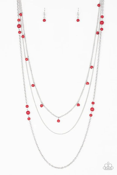 Laying The Groundwork - Red Paparazzi Necklace (PZ-3774)