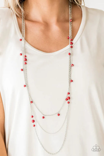 Laying The Groundwork - Red Paparazzi Necklace (PZ-3774)