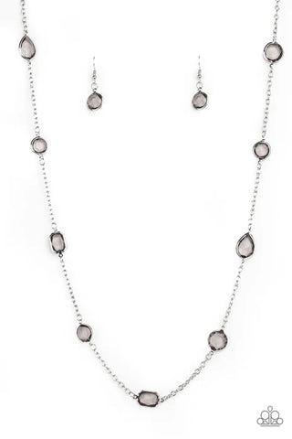 Glassy Glamorous - Silver Paparazzi Necklace (PZ-2068)