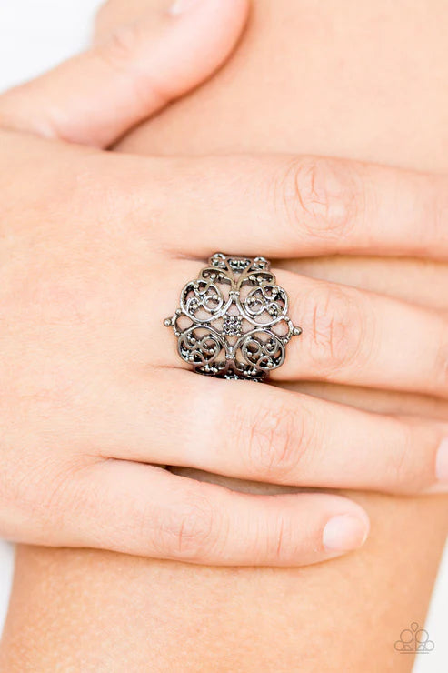 Victorian Valor - Black Paparazzi Ring (T24)