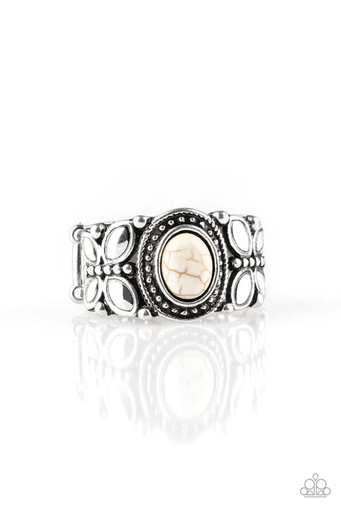 Butterfly Belle - White Paparazzi Ring (T70)
