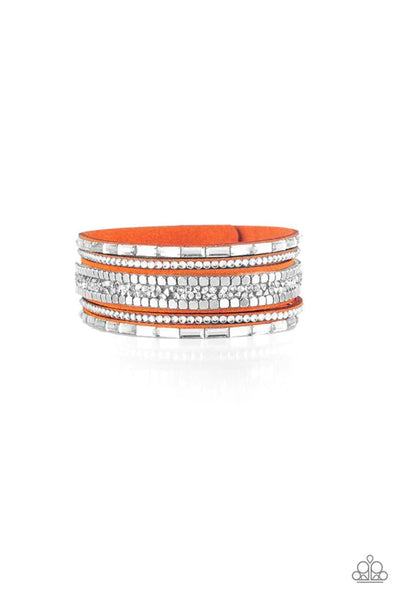 Rebel In Rhinestones - Orange Paparazzi Bracelet (W142)