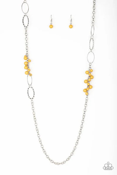 Flirty Foxtrot - Yellow Paparazzi Necklace (PZ-5653)