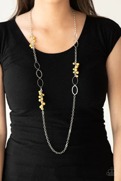 Flirty Foxtrot - Yellow Paparazzi Necklace (PZ-5653)