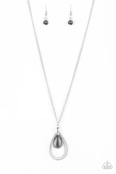 Teardrop Tranquility - Black Paparazzi Necklace (PZ-5511)