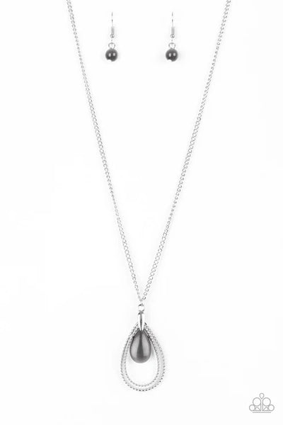 Teardrop Tranquility - Black Paparazzi Necklace (PZ-5511)