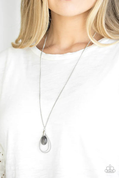 Teardrop Tranquility - Black Paparazzi Necklace (PZ-5511)