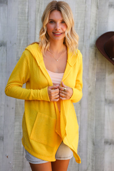 Coastal Breeze Sunflower Long Sleeve Open Hoodie Cardigan