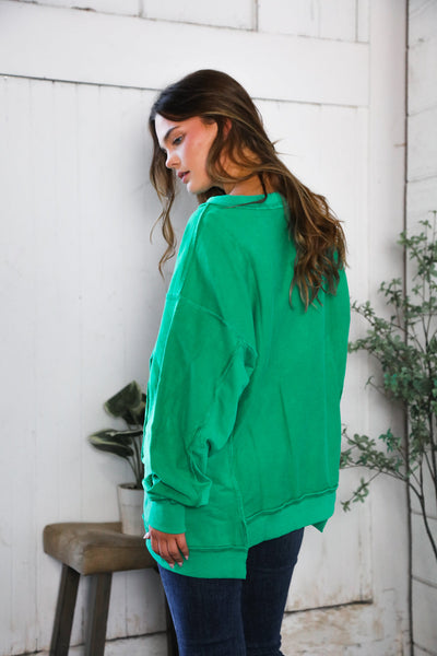'Happy Fall Y'all' Kelly Green Sweater