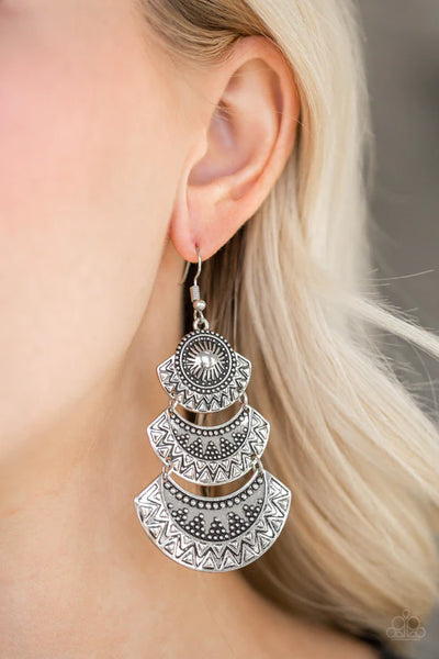 Impressively Empress - Silver Paparazzi Earrings