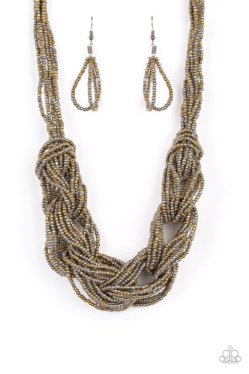 City Catwalk - Brass Paparazzi Necklace (PZ-3771)