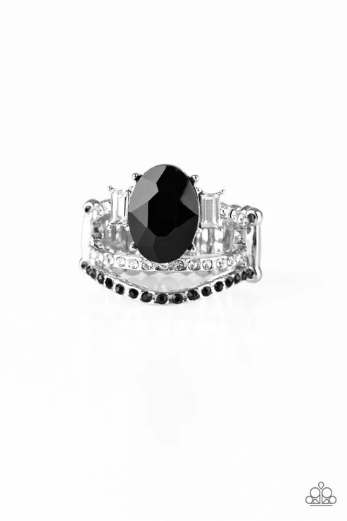 Spectacular Sparkle - Black Paparazzi Ring (T104)