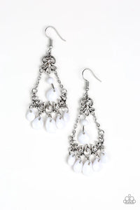 Malibu Sunset - White Paparazzi Earrings (PZ-4860)