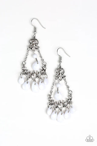 Malibu Sunset - White Paparazzi Earrings (PZ-4860)