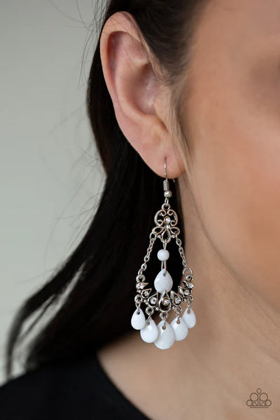 Malibu Sunset - White Paparazzi Earrings