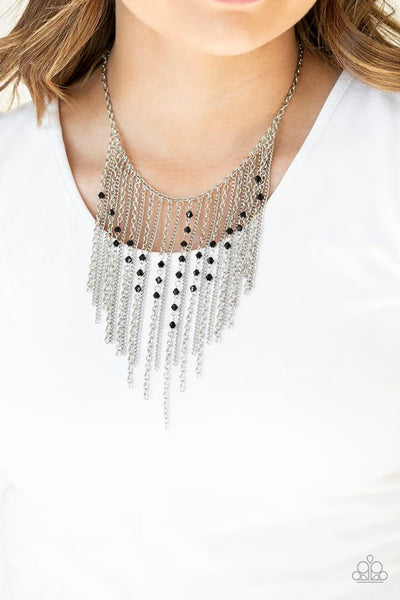 First Class Fringe - Black Paparazzi Necklace (PZ-5012)