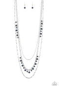 Pearl Pageant - Blue Paparazzi Necklace (PZ-5425)