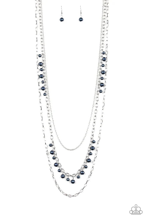 Pearl Pageant - Blue Paparazzi Necklace (PZ-5425)