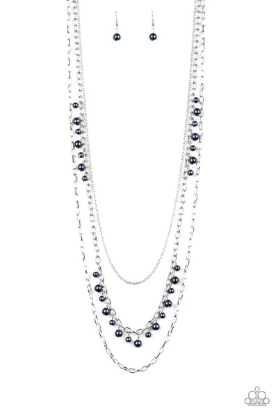 Pearl Pageant - Blue Paparazzi Necklace (PZ-5425)