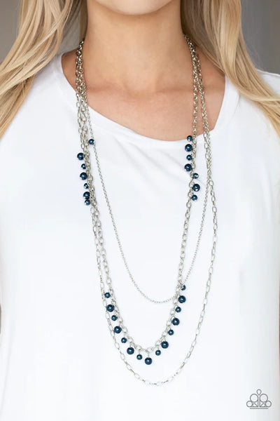 Pearl Pageant - Blue Paparazzi Necklace (PZ-5425)