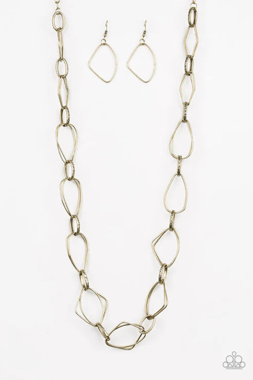 Attitude Adjustment - Brass Paparazzi Necklace (PZ-5083)