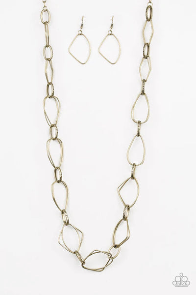 Attitude Adjustment - Brass Paparazzi Necklace (PZ-5083)