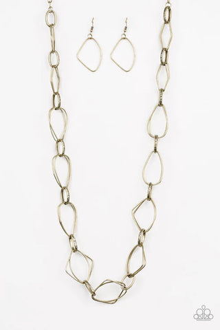 Attitude Adjustment - Brass Paparazzi Necklace (PZ-5083)