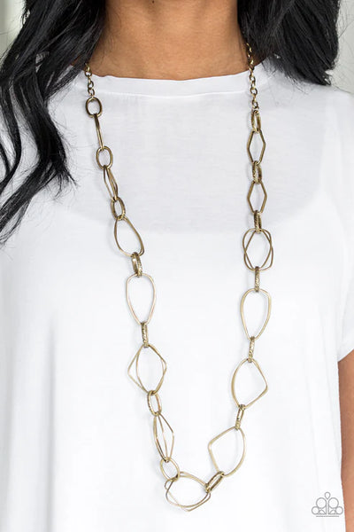 Attitude Adjustment - Brass Paparazzi Necklace (PZ-5083)