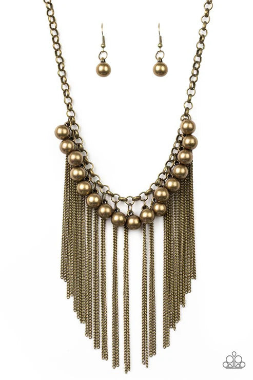 Powerhouse Prowl - Brass Paparazzi Necklace (PZ-5089)