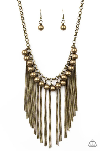 Powerhouse Prowl - Brass Paparazzi Necklace (PZ-5089)